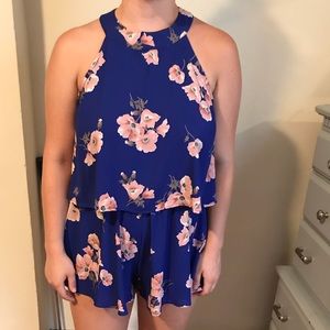 Altar’d State (medium) cobalt blue floral romper